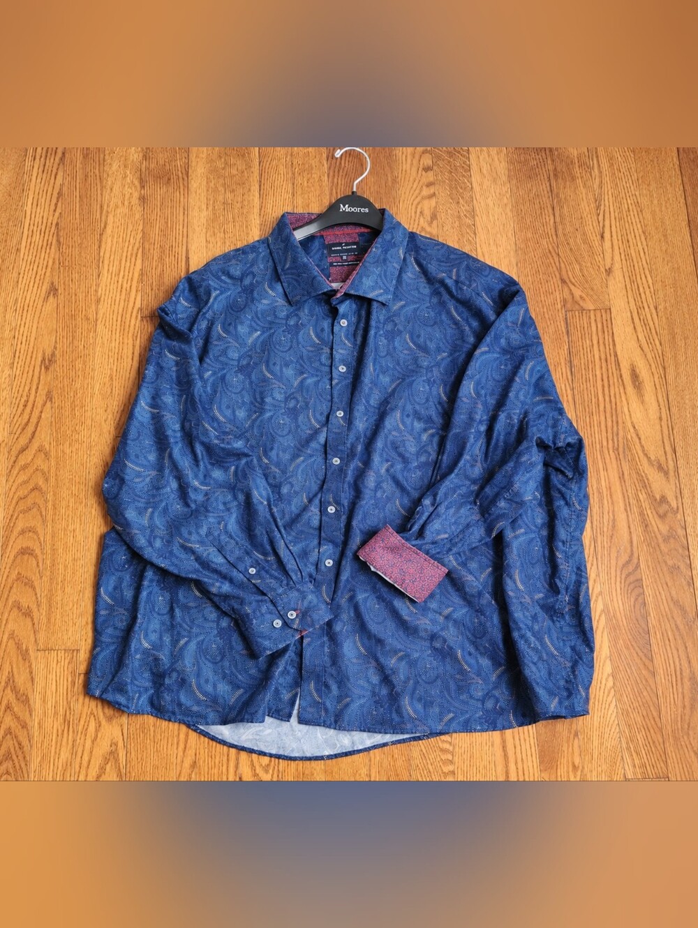 Daniel Hechter Men’s Blue Paisley Non-Iron Dress Shirt Size 6X/6G